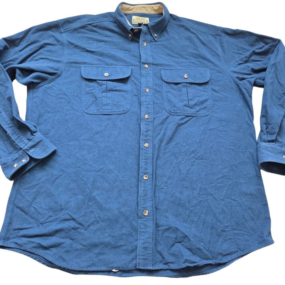 Cabela’s Deerskin Soft Chamois Shirt Men’s XL Blue Button Up Long Sleeve